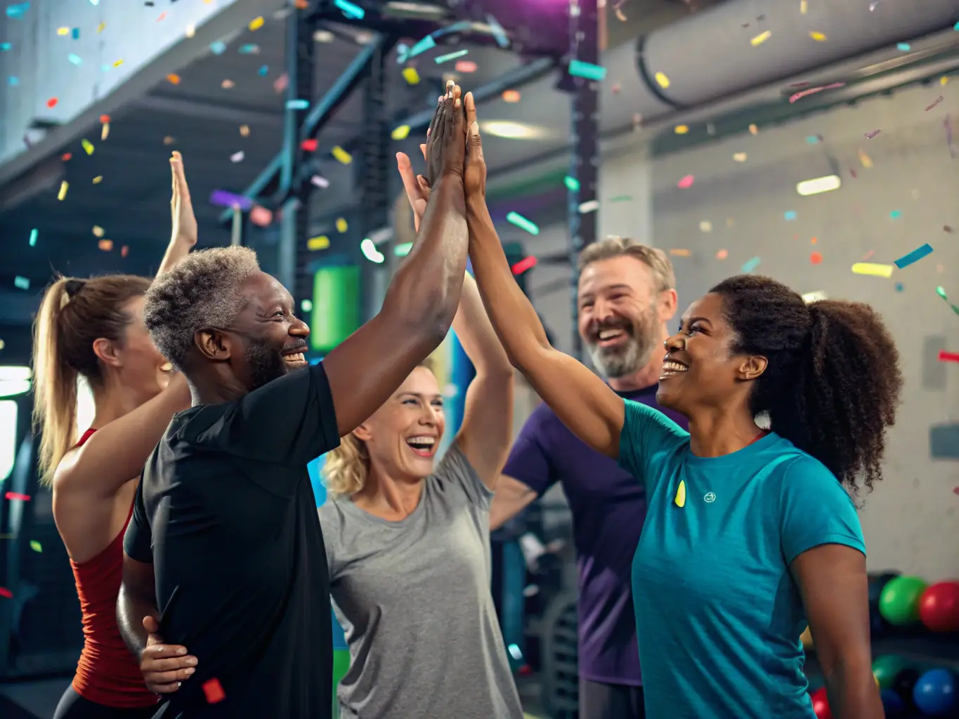 Members of MUSCULATION CLUB UZERCHOIS are laughing and supporting each other during a group workout, highlighting the strong sense of community within the club.